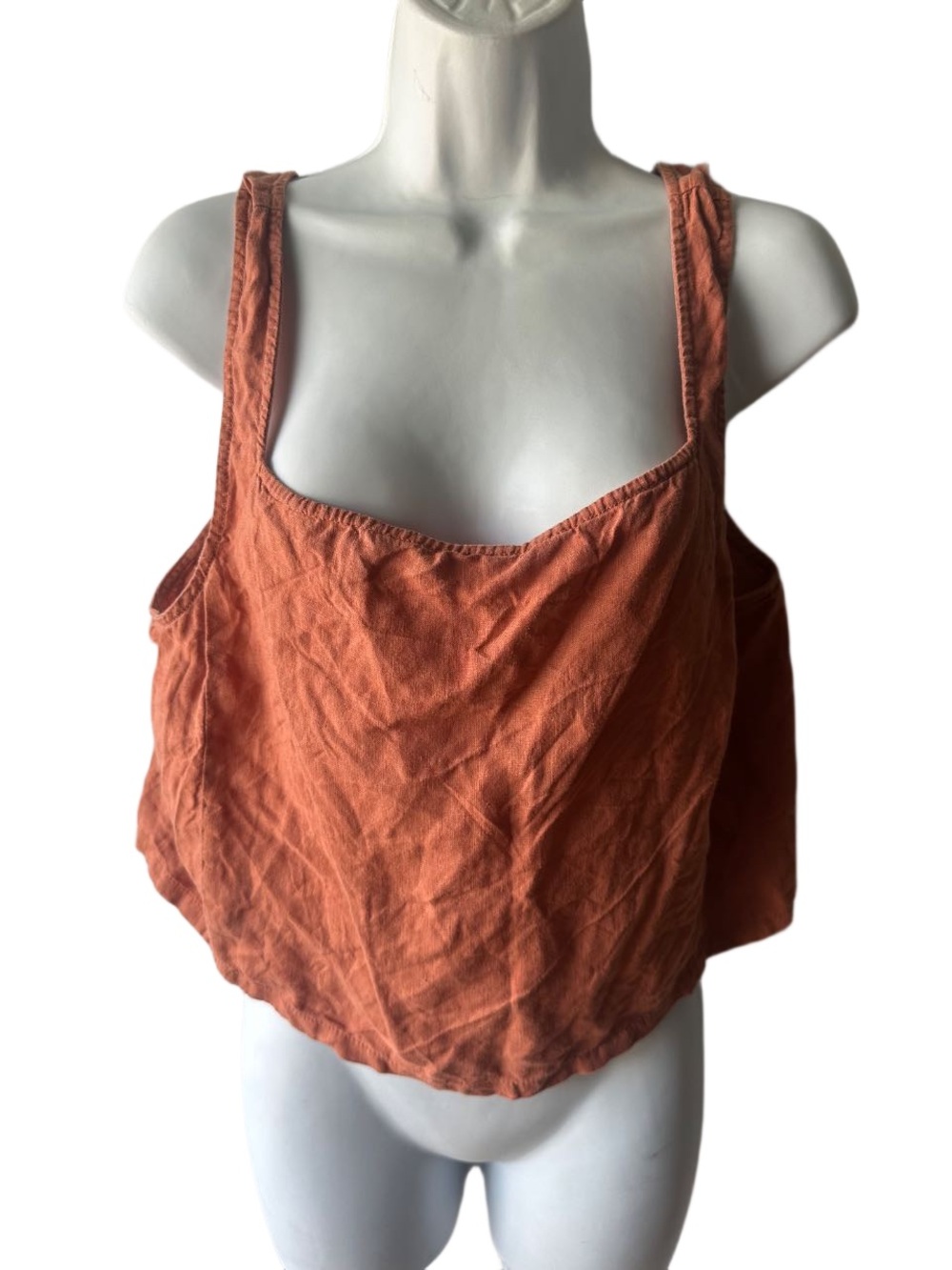 Lou & Grey Rust Orange Linen Tank Top Size XL Sleeveless 100% Linen